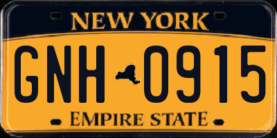 NY license plate GNH0915