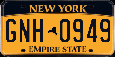 NY license plate GNH0949