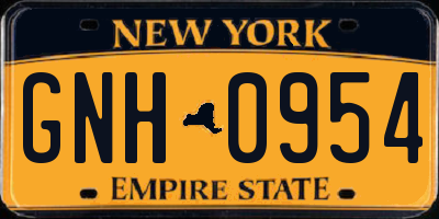 NY license plate GNH0954
