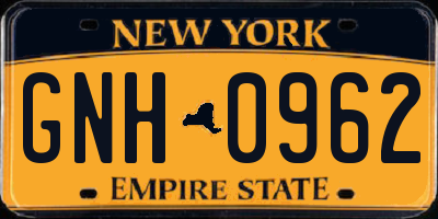 NY license plate GNH0962