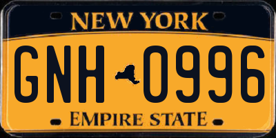 NY license plate GNH0996