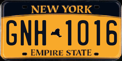 NY license plate GNH1016