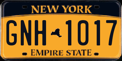 NY license plate GNH1017