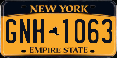 NY license plate GNH1063