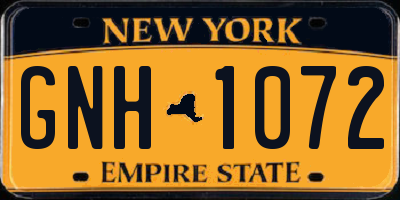 NY license plate GNH1072
