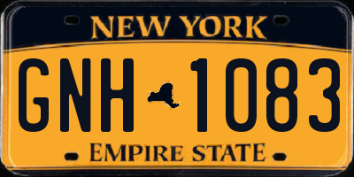 NY license plate GNH1083