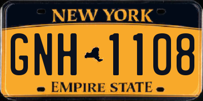 NY license plate GNH1108