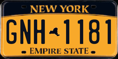 NY license plate GNH1181