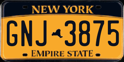 NY license plate GNJ3875