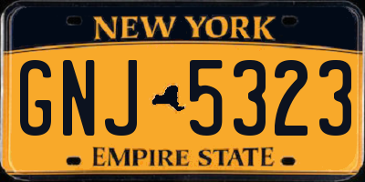 NY license plate GNJ5323