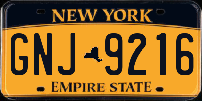 NY license plate GNJ9216
