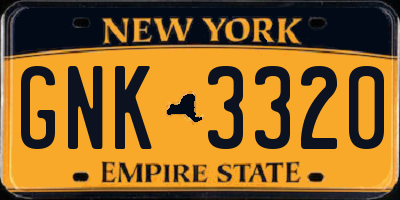 NY license plate GNK3320