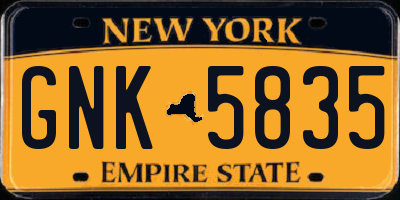 NY license plate GNK5835
