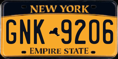 NY license plate GNK9206