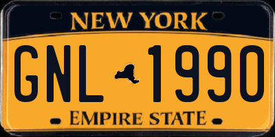 NY license plate GNL1990