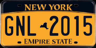 NY license plate GNL2015