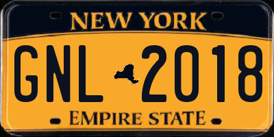 NY license plate GNL2018