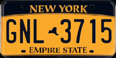 NY license plate GNL3715