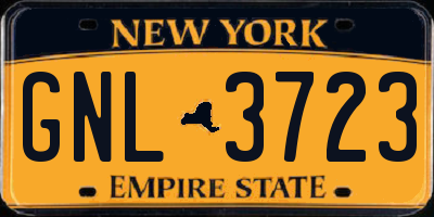 NY license plate GNL3723