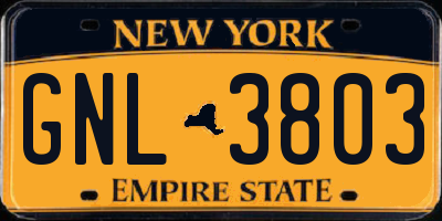 NY license plate GNL3803