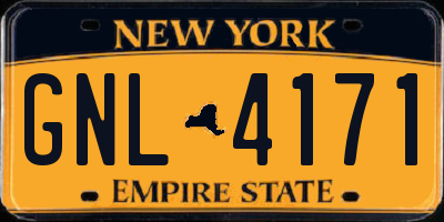 NY license plate GNL4171