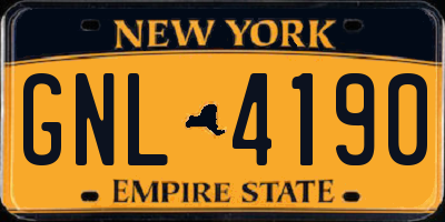 NY license plate GNL4190