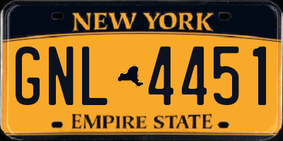 NY license plate GNL4451