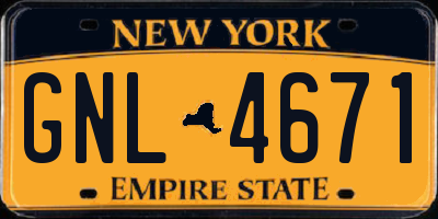 NY license plate GNL4671