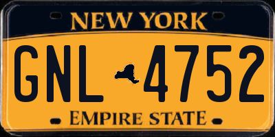 NY license plate GNL4752