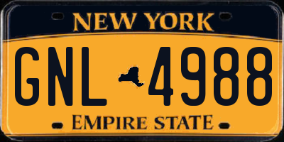 NY license plate GNL4988