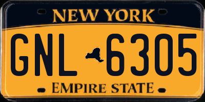 NY license plate GNL6305