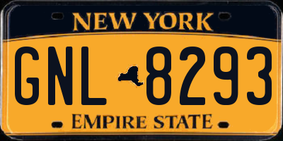 NY license plate GNL8293