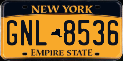 NY license plate GNL8536
