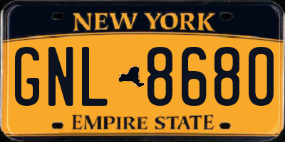 NY license plate GNL8680