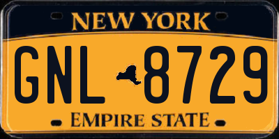 NY license plate GNL8729