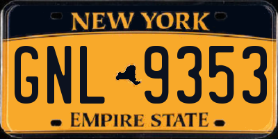 NY license plate GNL9353