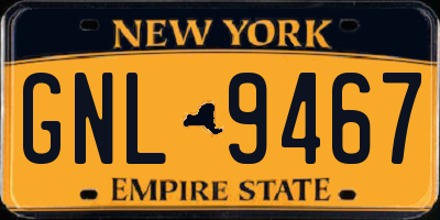 NY license plate GNL9467