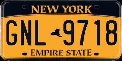 NY license plate GNL9718