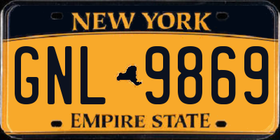 NY license plate GNL9869