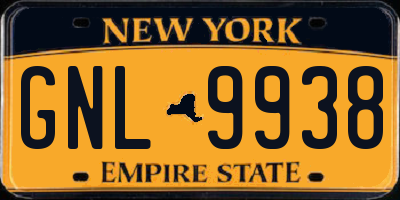 NY license plate GNL9938