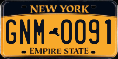 NY license plate GNM0091