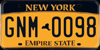 NY license plate GNM0098