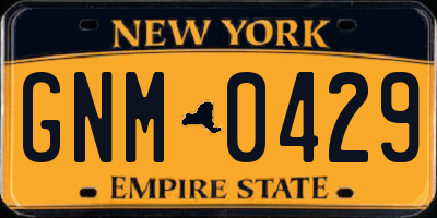 NY license plate GNM0429