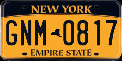 NY license plate GNM0817