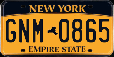 NY license plate GNM0865