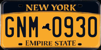 NY license plate GNM0930