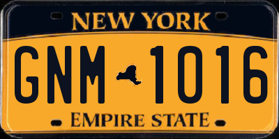 NY license plate GNM1016