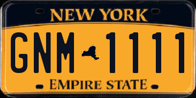 NY license plate GNM1111