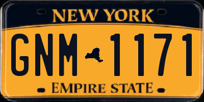 NY license plate GNM1171