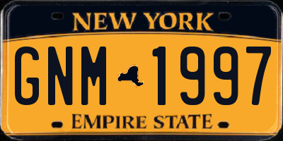 NY license plate GNM1997